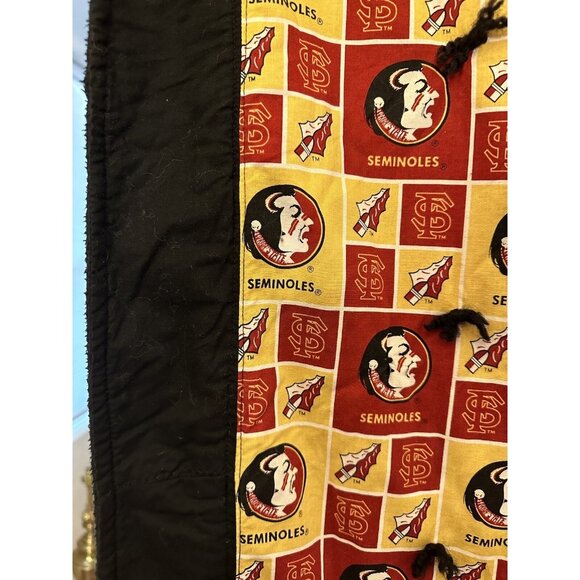 OOAk FSU Seminoles Handmade Crazy Quilt Blanket 72x44 Fleece Football Reversible - Picture 4 of 16